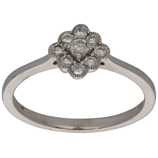 18ct White Gold 0.21ct Diamond Cluster Ring Size L