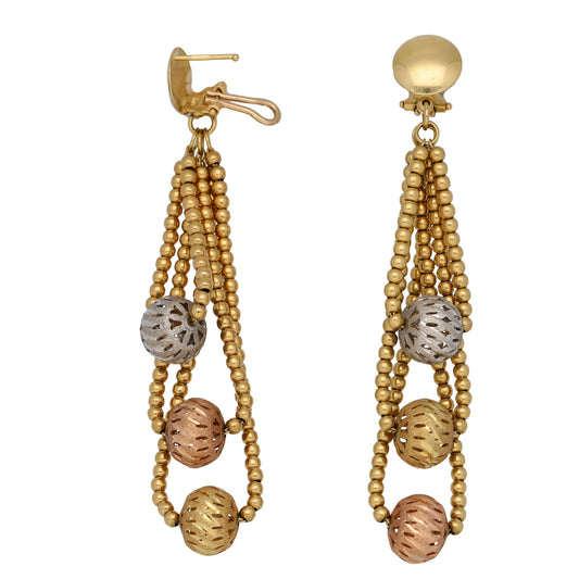 18ct Tri-Colour Gold Drop Earrings