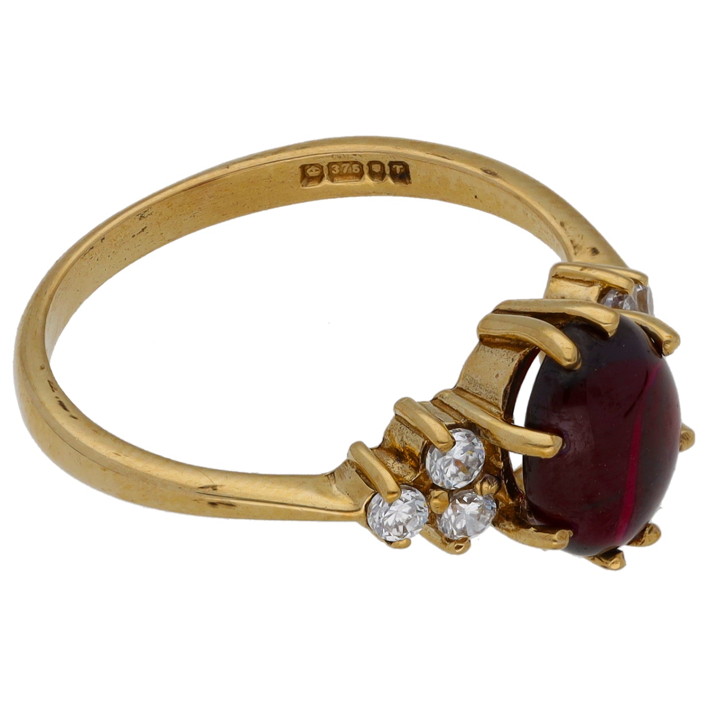 9ct Gold Garnet & Cubic Zirconia Dress/Cocktail Ring Size N