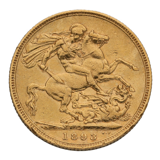 22ct Gold Queen Victoria Full Sovereign Coin 1893