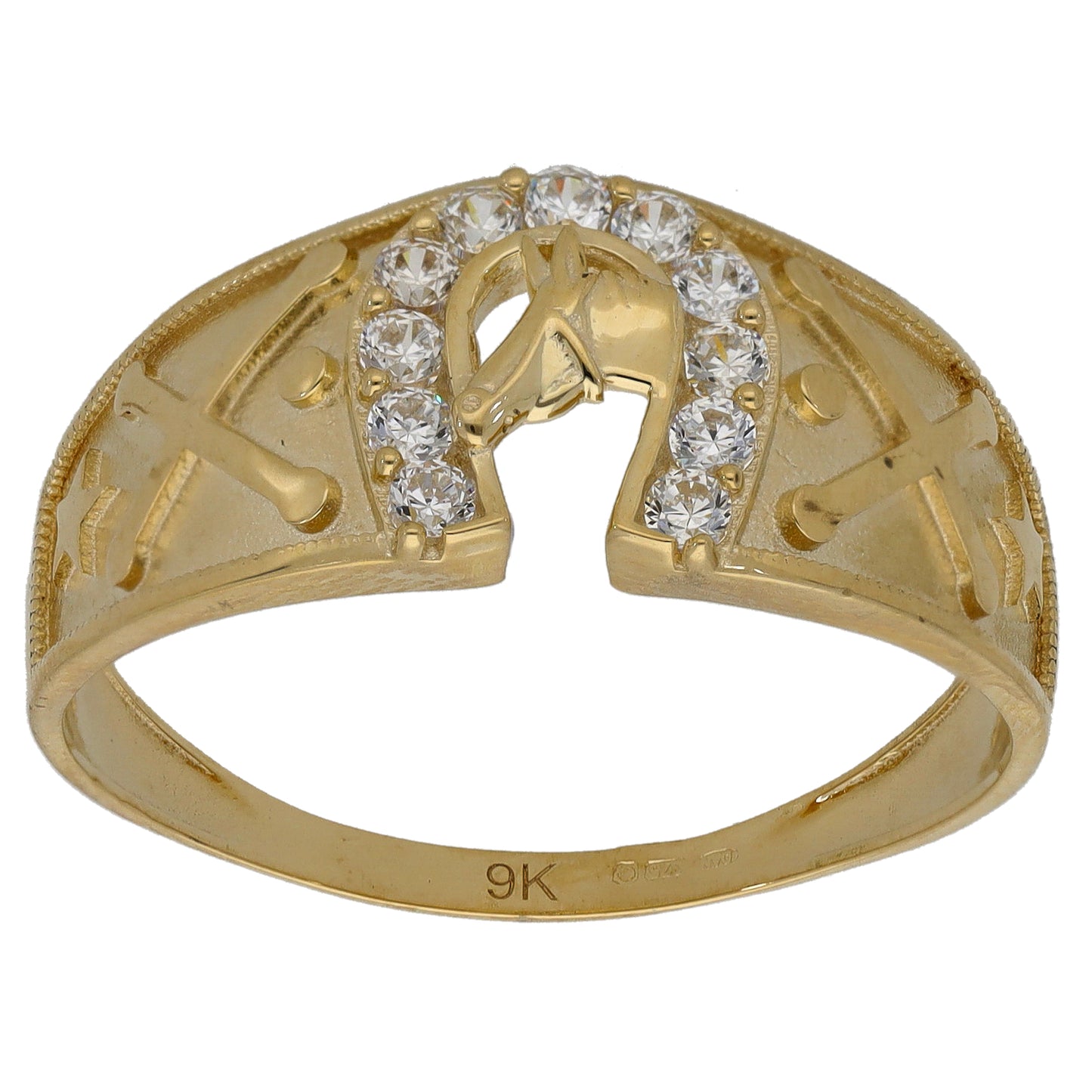 New 9ct Cubic Zirconia Horseshoe Ring Size V-Z+1