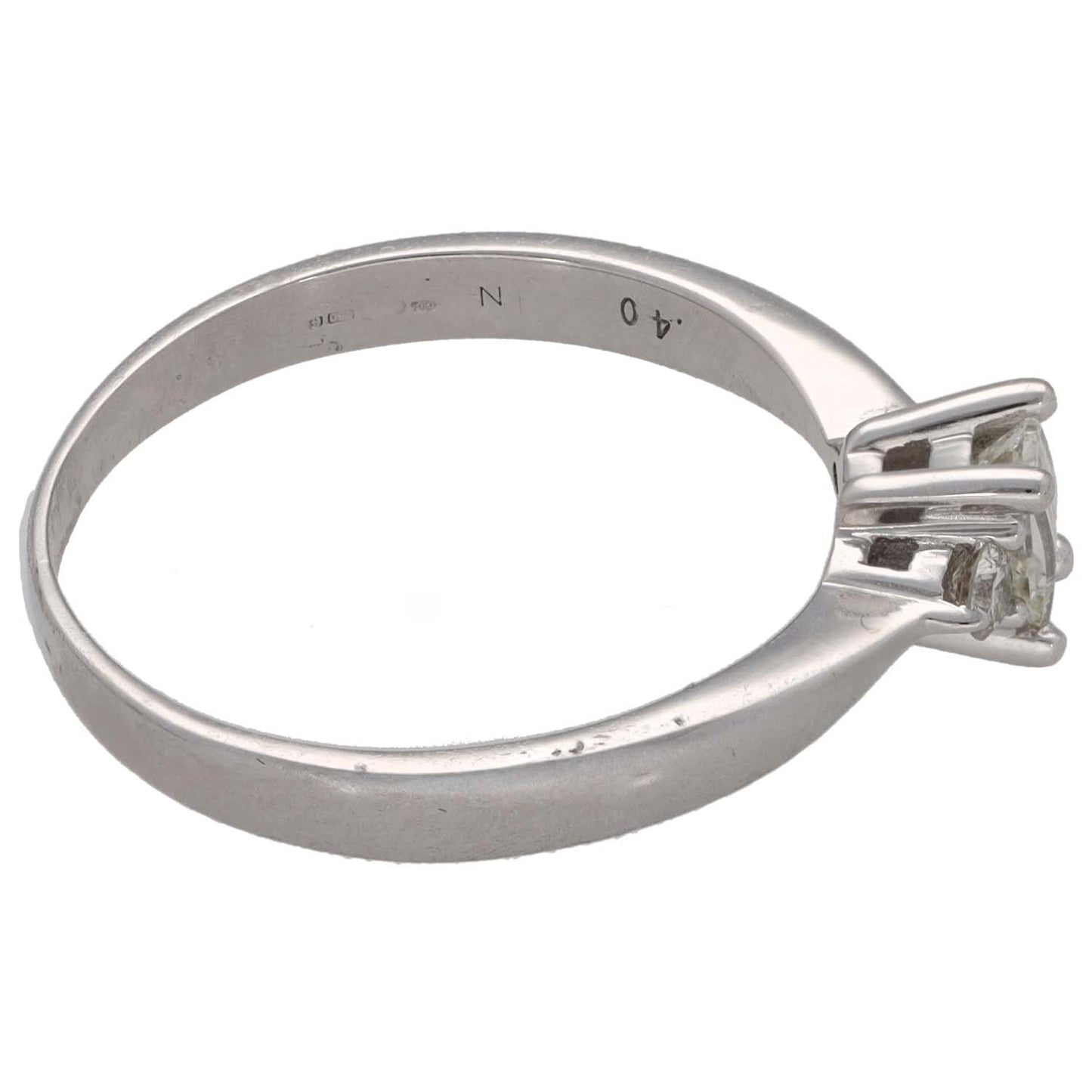 18ct White Gold 0.40ct Diamond Trilogy Stone Ring Size P