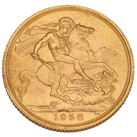 22ct Gold Queen Elizabeth II Full Sovereign Coin 1958