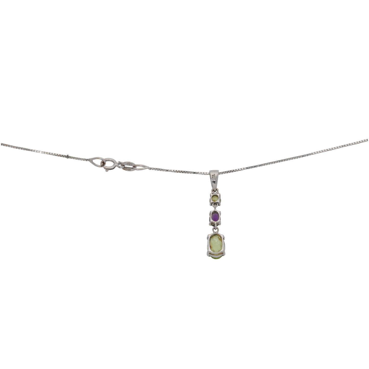 18ct White Gold Peridot & Amethyst Dress/Cocktail Pendant With Chain