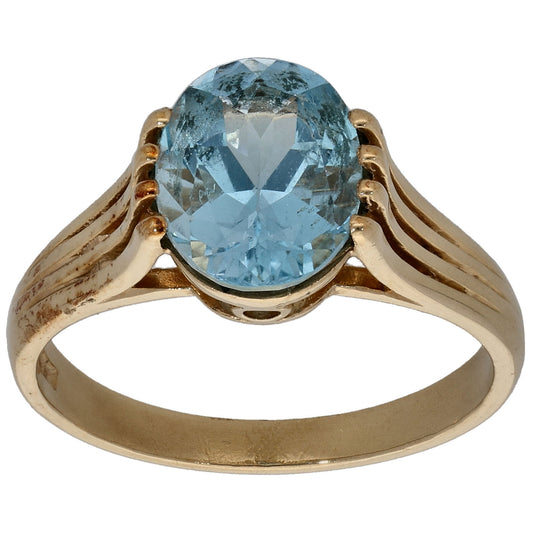9ct Gold Topaz Single Stone Ring Size P