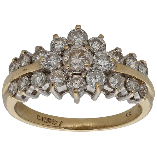 9ct Gold 0.94ct Diamond Cluster Ring Size K