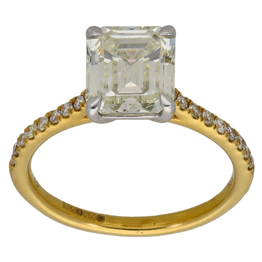 18ct Gold 2.33ct Diamond Solitaire Ring With Accent Stones Size L