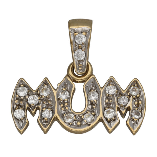 9ct Gold Cubic Zirconia Mum/Mother Pendant