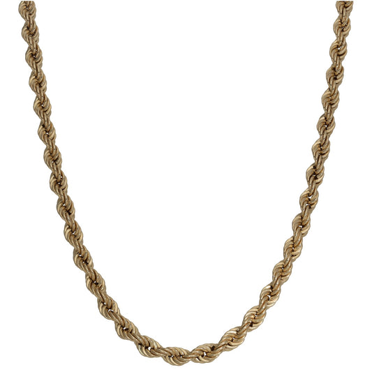 9ct gold rope chain necklace, 20-inch length