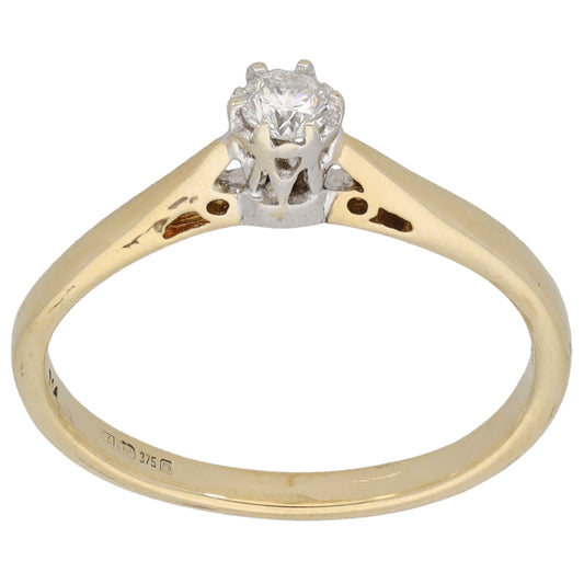 9ct Gold 0.10ct Diamond Solitaire Ring Size L