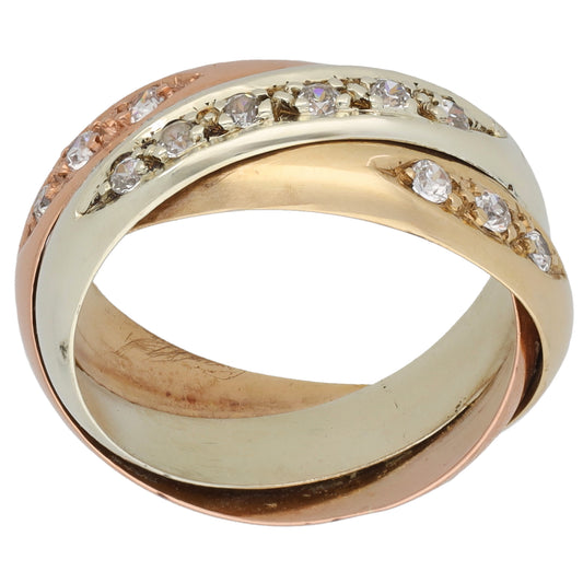 9ct Bicolour Gold Cubic Zirconia Alternative Ring Size K