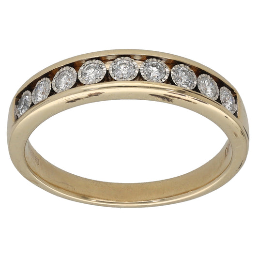 9ct Gold 0.32ct Diamond Half Eternity Ring Size S