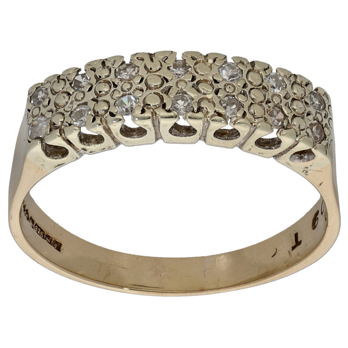 9ct Gold 0.14ct Diamond Half Eternity Ring Size P
