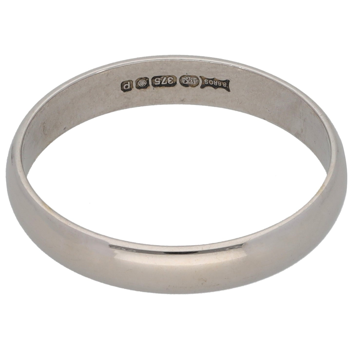 9ct White Gold Plain Wedding Ring Size M