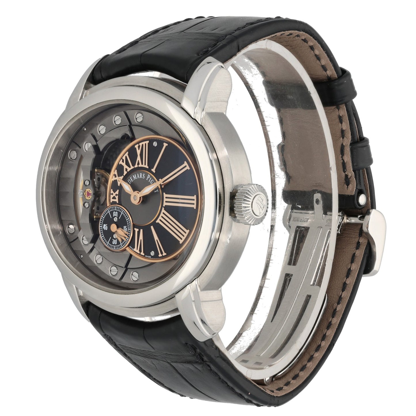 Audemars Piguet Millenary 15350ST.OO.D002CR.01, skeleton dial with small sub dials, crown image
