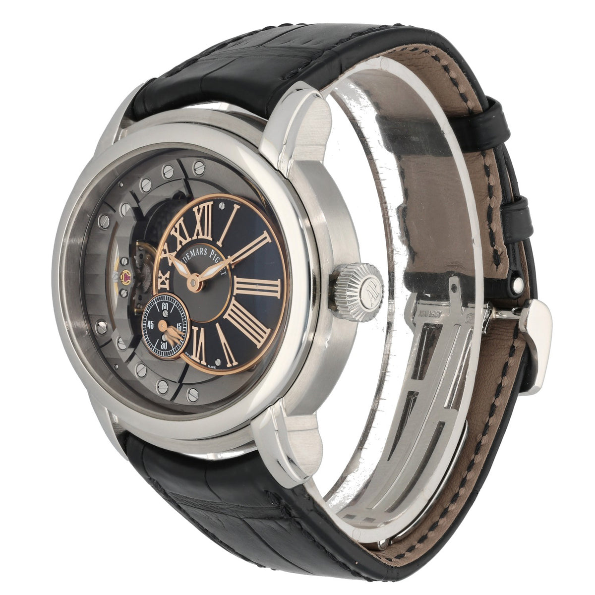 Audemars Piguet Millenary 15350ST.OO.D002CR.01, skeleton dial with small sub dials, crown image
