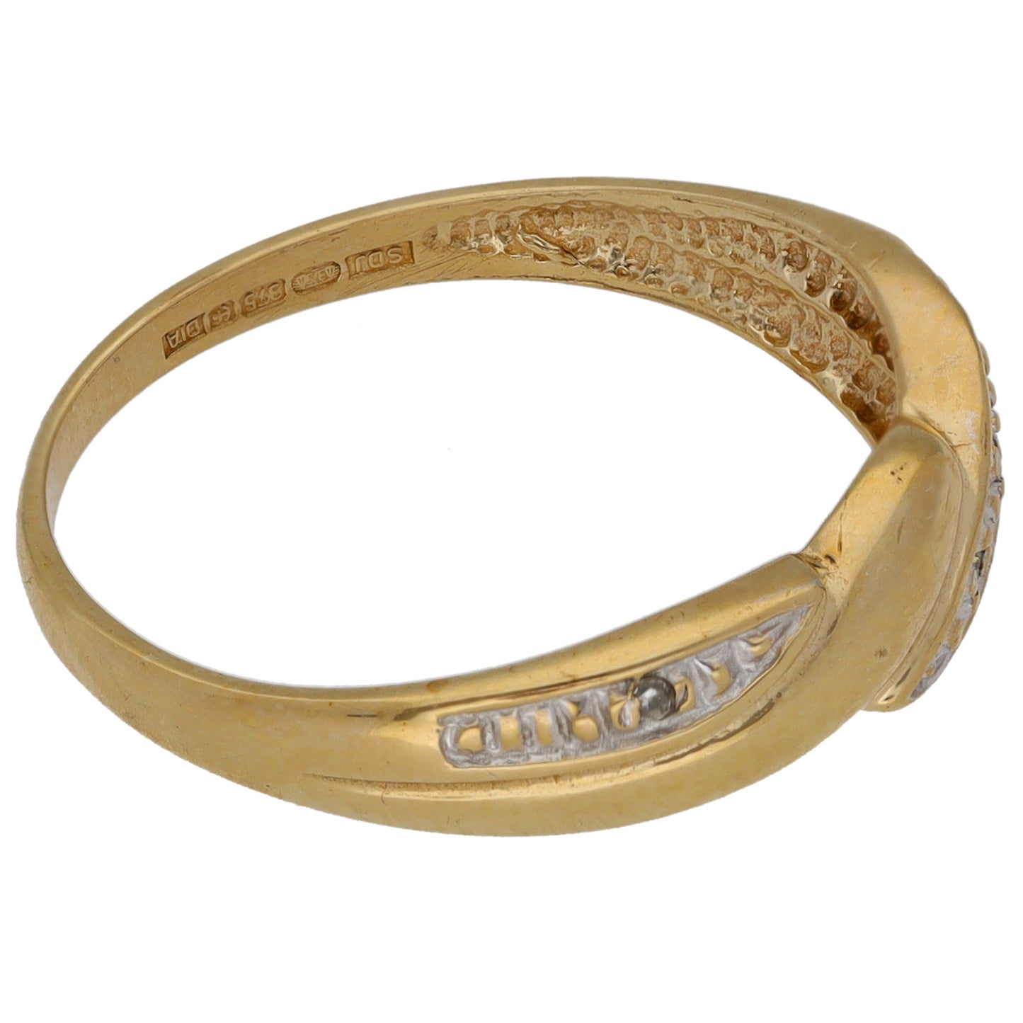 9ct Bicolour Gold 0.015ct Diamond Half Eternity Ring Size P