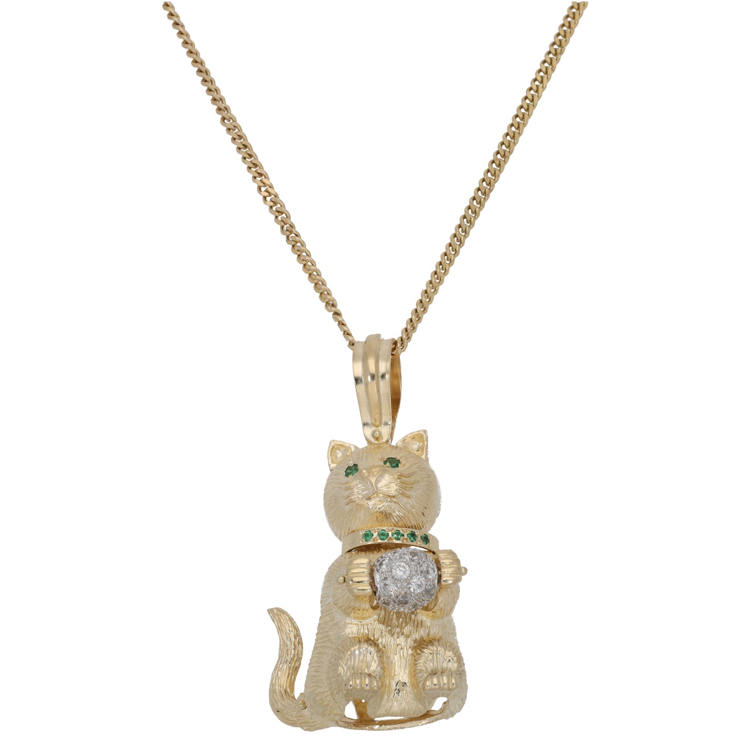 9kt yellow gold cat pendant necklace