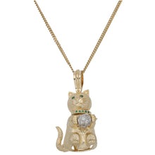 Load image into Gallery viewer, 9ct Gold Imitation Cat Pendant With Chain
