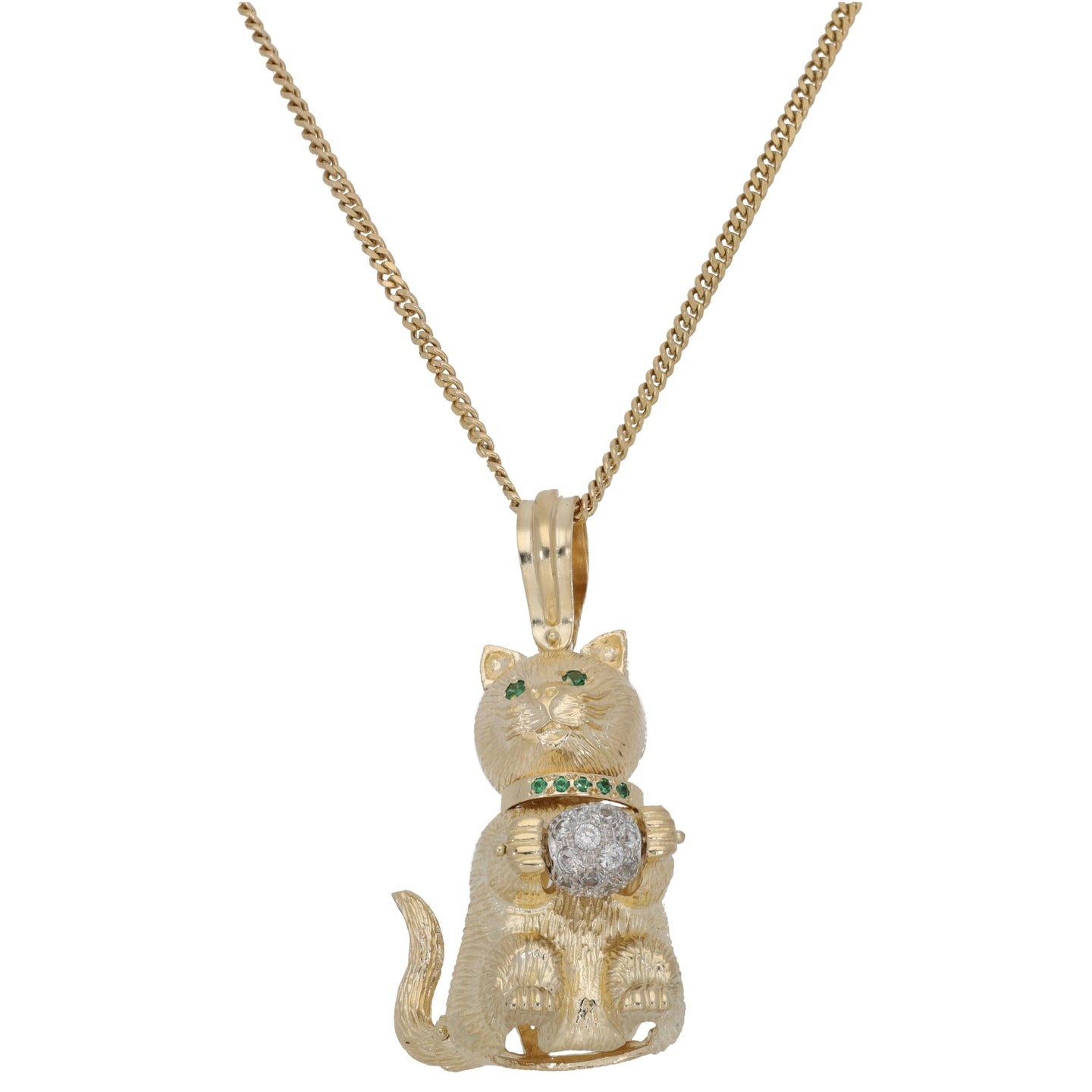 9ct Gold Imitation Cat Pendant With Chain