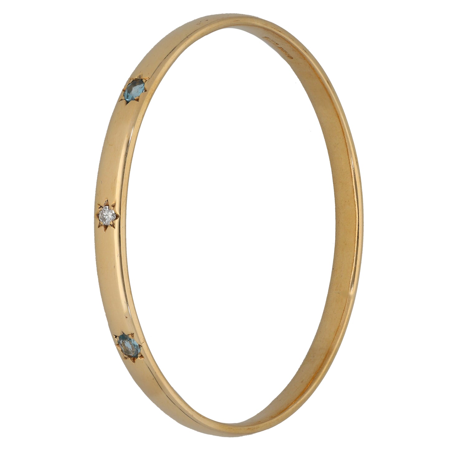 9ct Gold Aquamarine & 0.10ct Diamond Alternative Bangle
