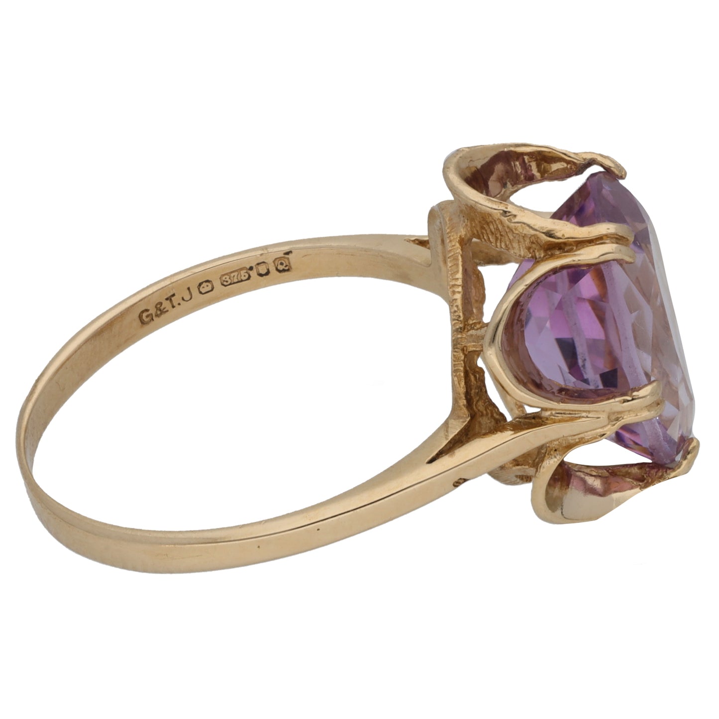 9ct Gold Amethyst Single Stone Ring Size N