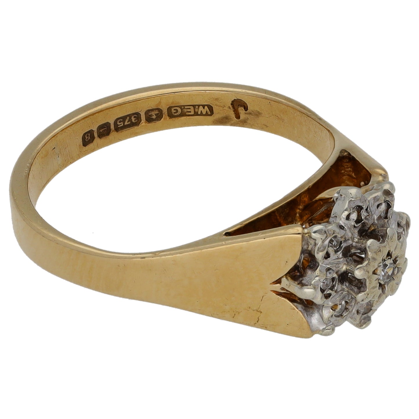 9ct Gold 0.05ct Diamond Cluster Ring Size K