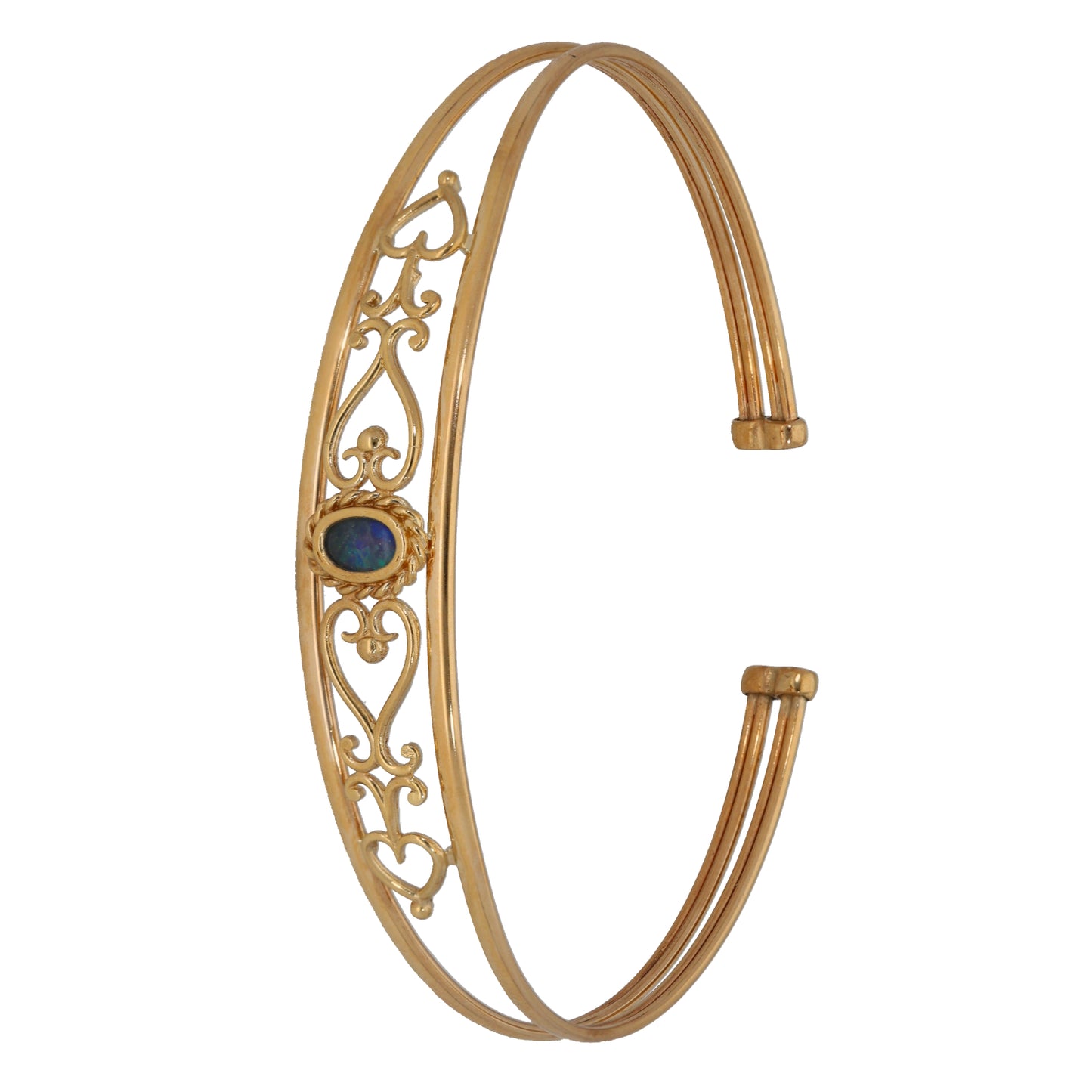 9ct Gold Opal Triplet Torque Bangle