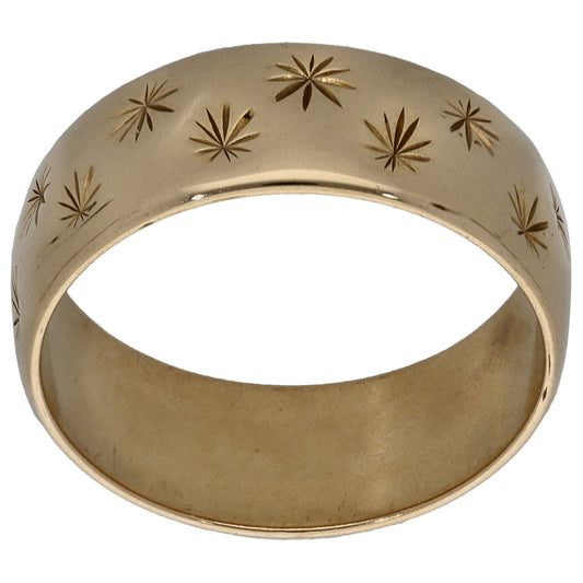9ct Gold Patterned Wedding Ring Size L