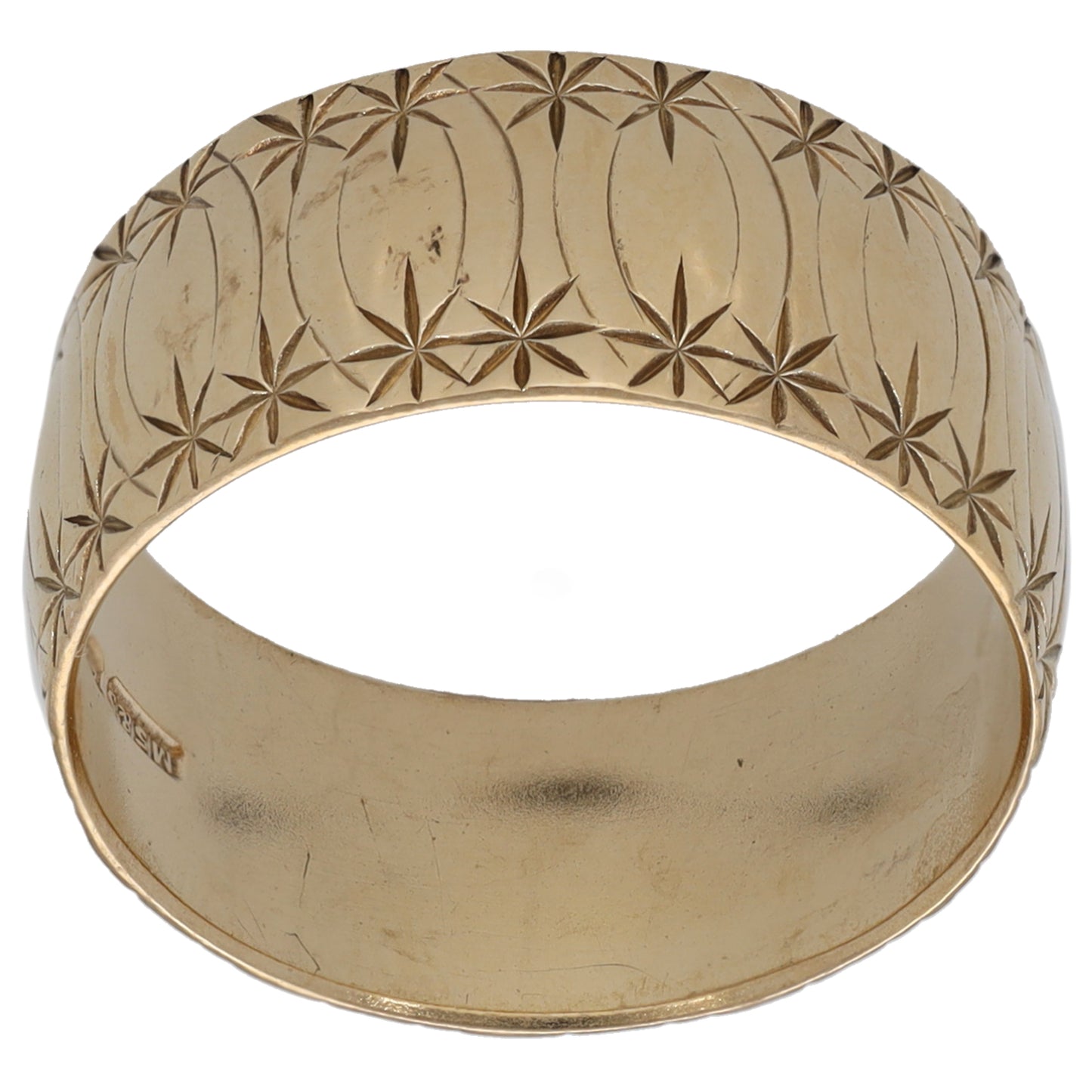 9ct Gold Patterned Wedding Ring Size P