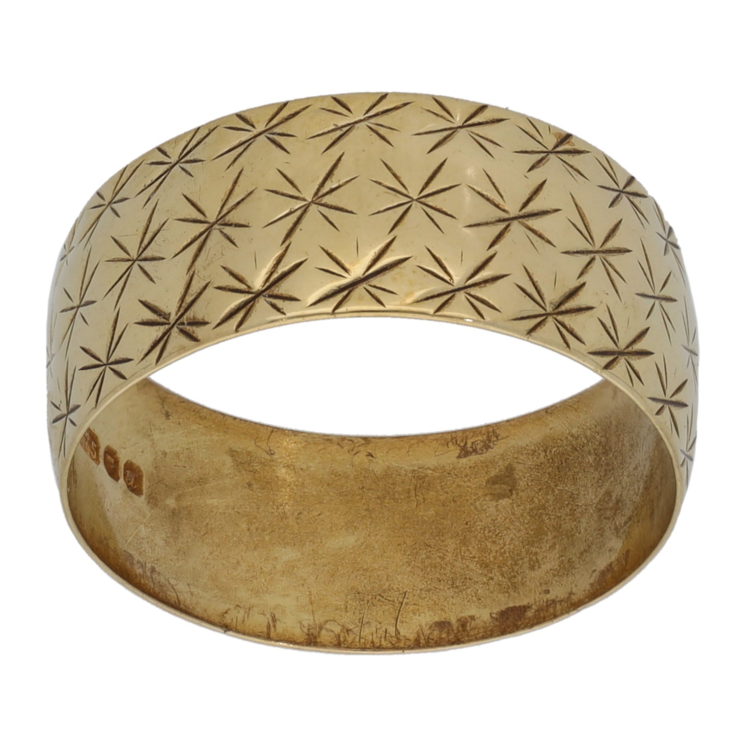 9ct Gold Patterned Wedding Ring Size L