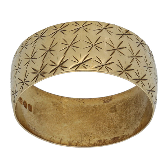 9ct Gold Patterned Wedding Ring Size L