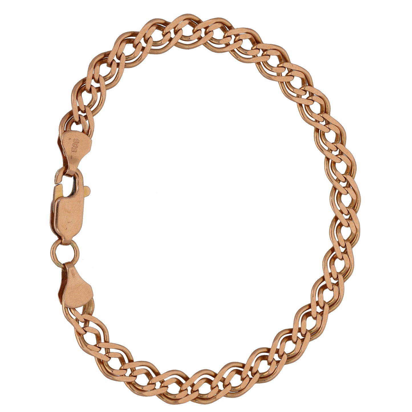 14ct Rose Gold Double Curb Bracelet