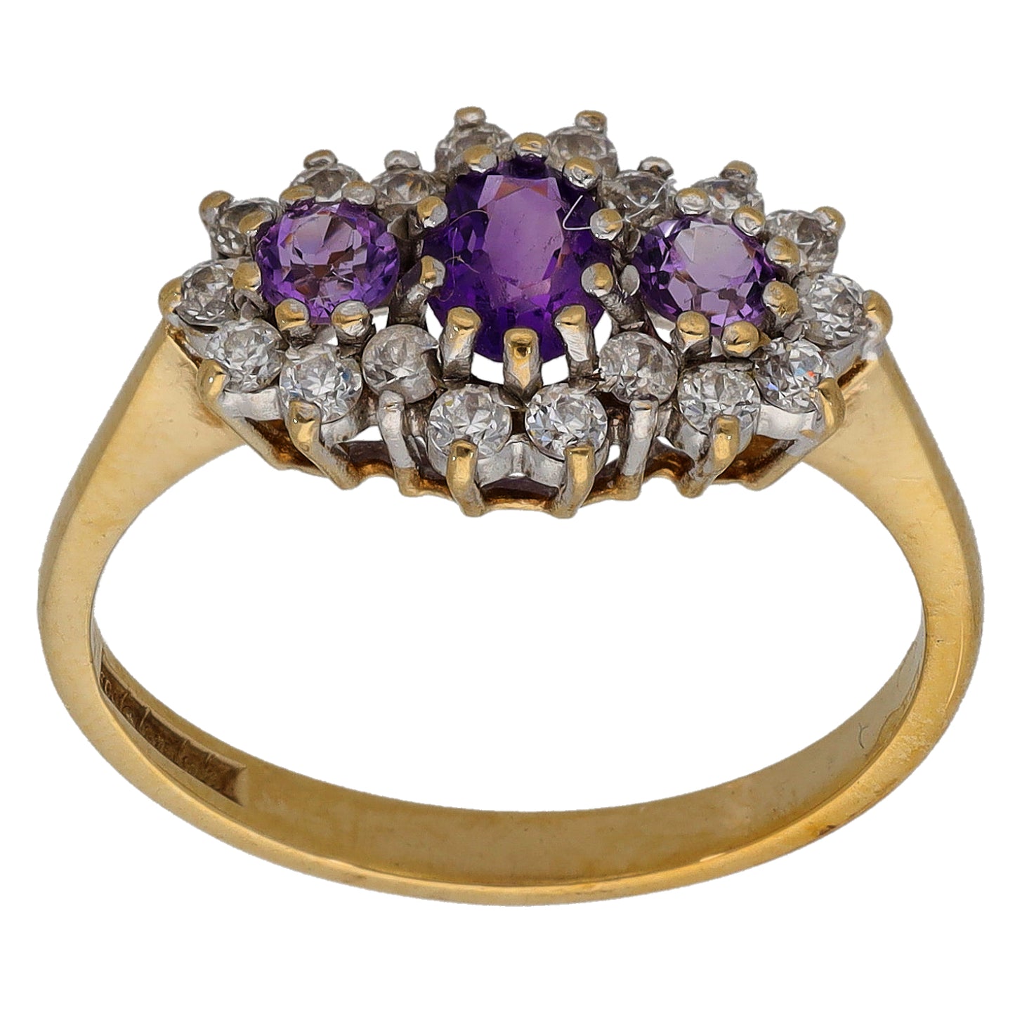 9ct Gold Amethyst & Cubic Zirconia Dress/Cocktail Ring Size O