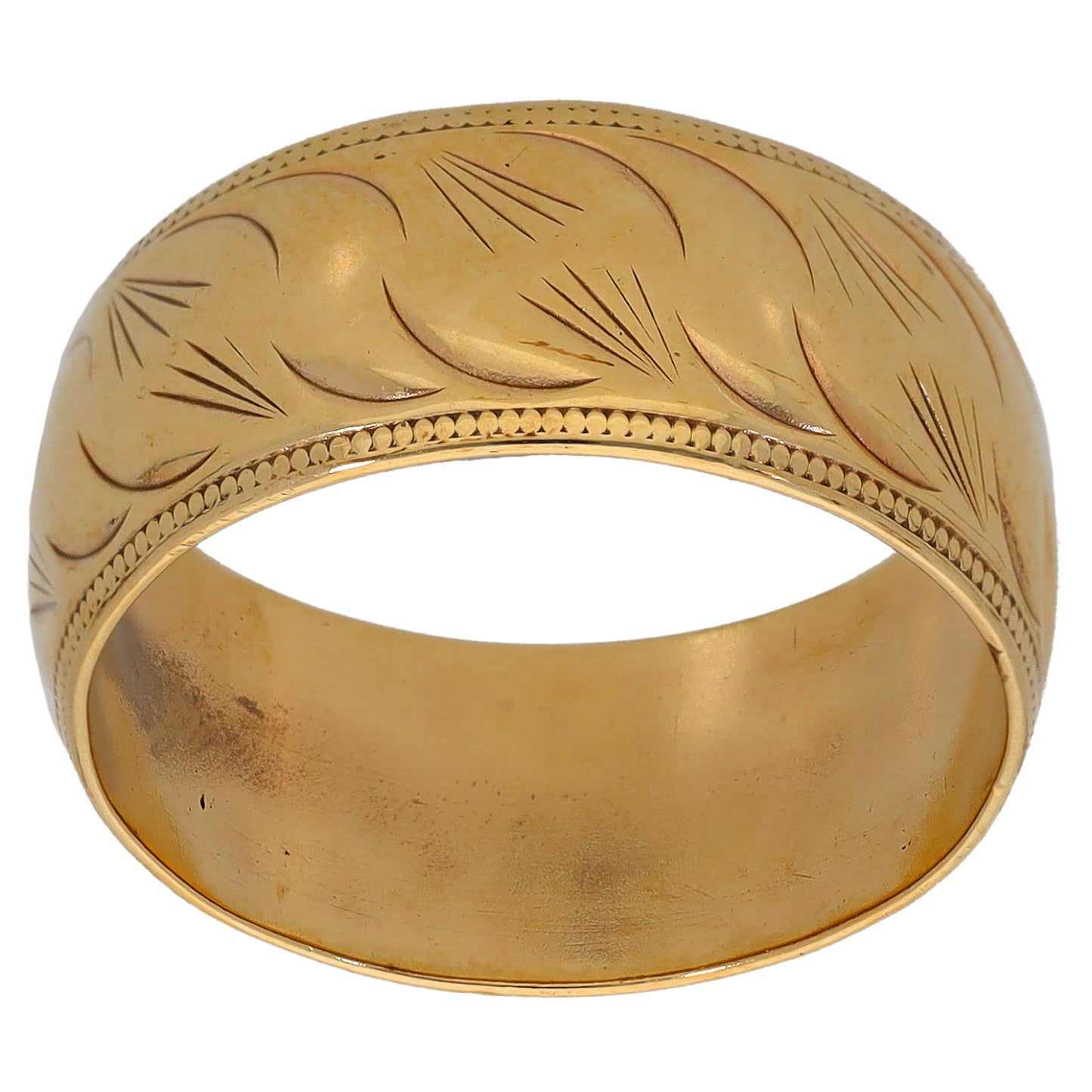 9ct Gold Patterned Wedding Ring Size N