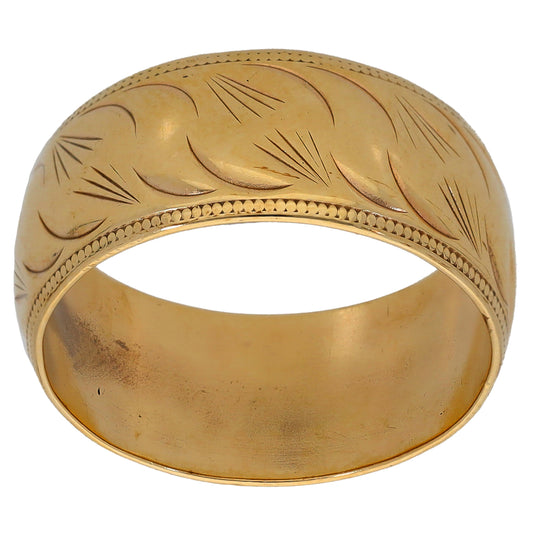 9ct Gold Patterned Wedding Ring Size N