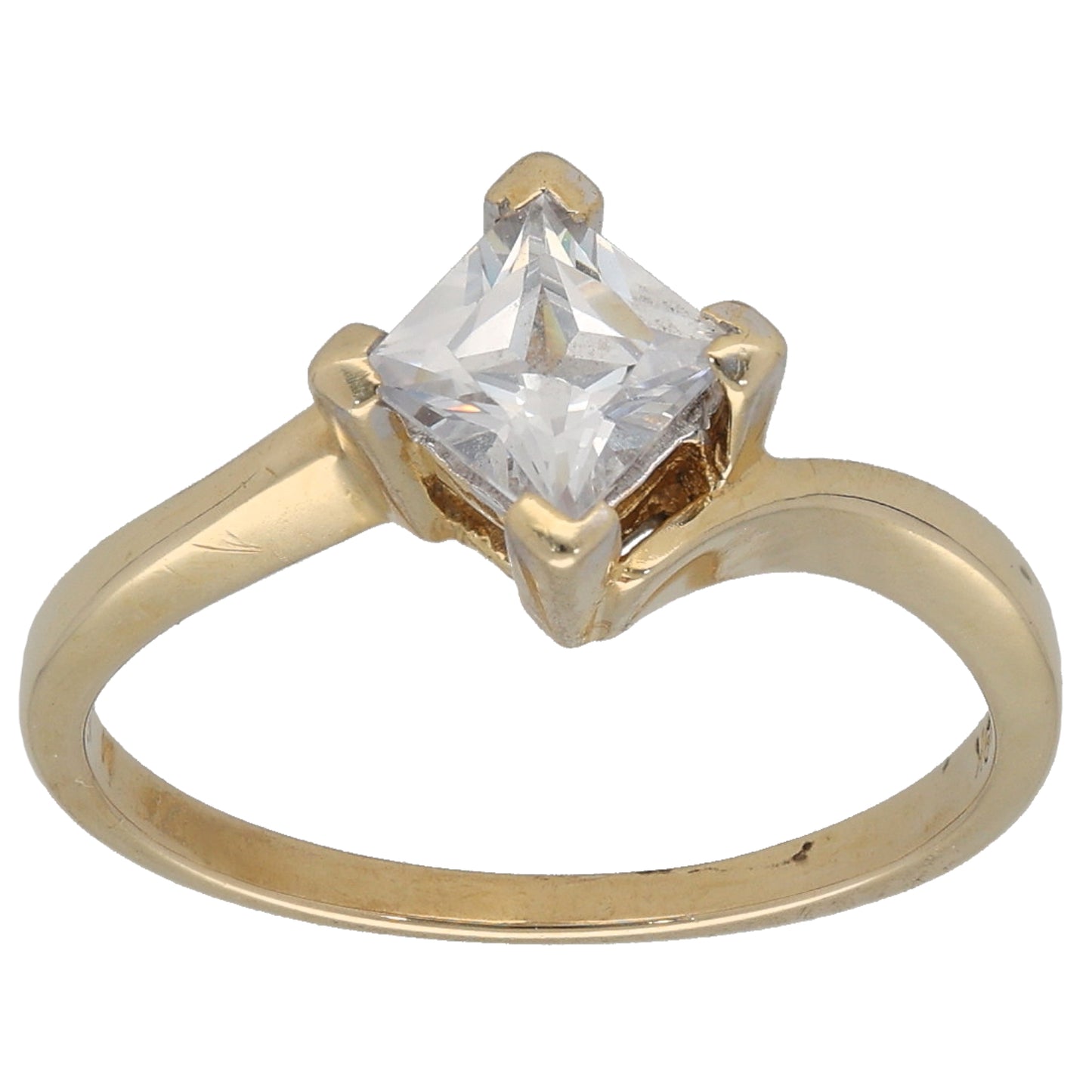 9ct Gold Cubic Zirconia Single Stone Ring Size M