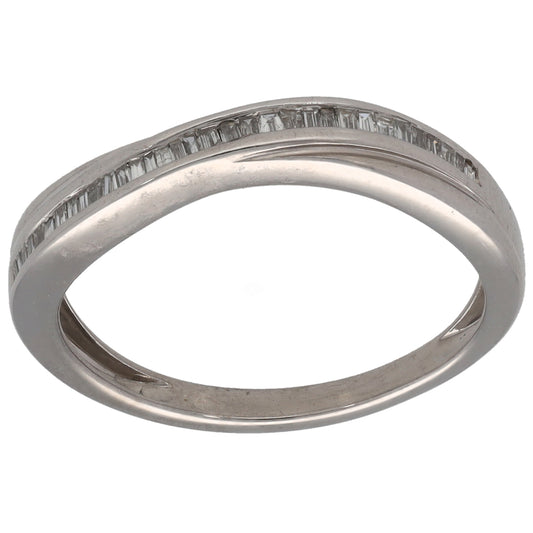 9ct White Gold 0.15ct Diamond Half Eternity Ring Size L