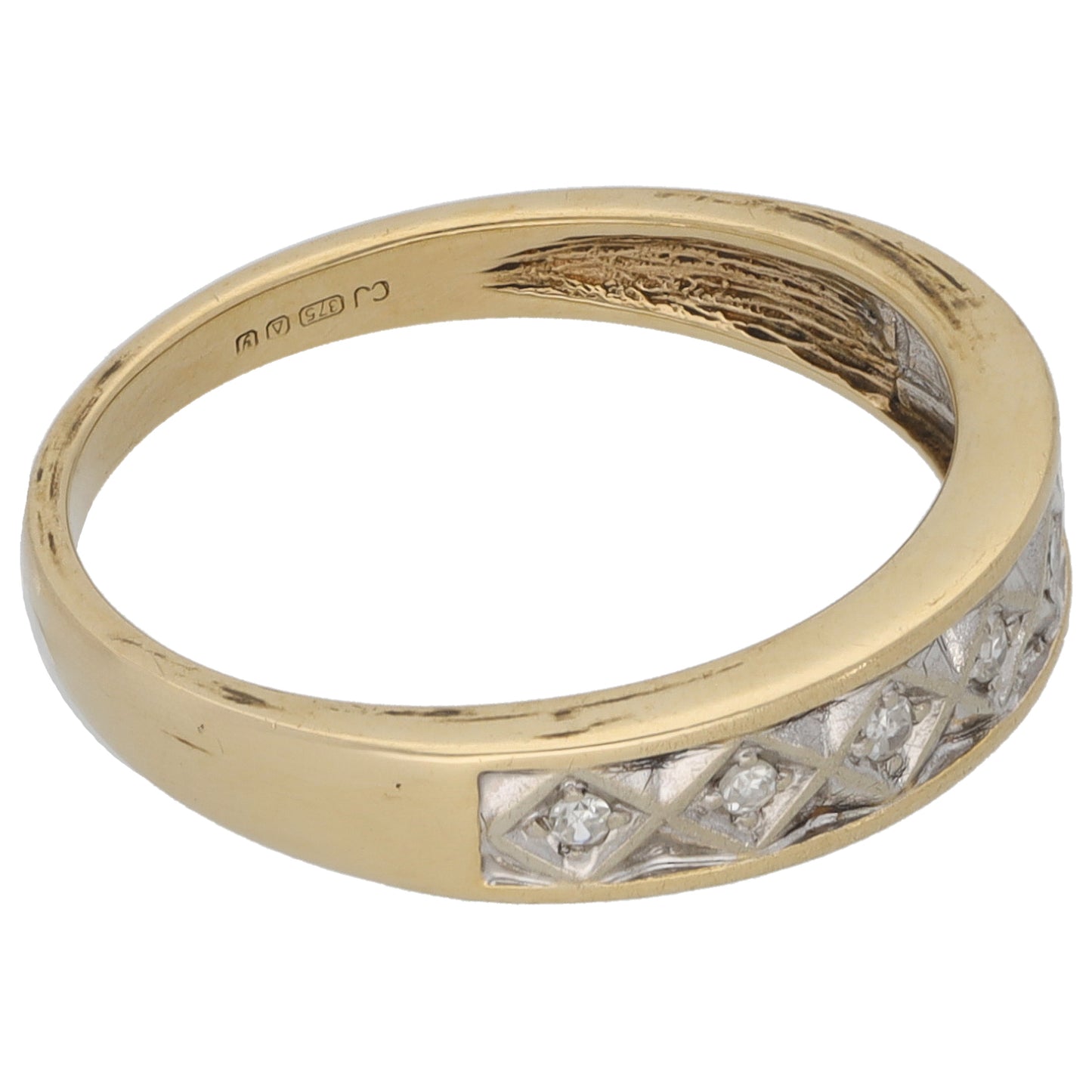 9ct Gold 0.035ct Diamond Half Eternity Ring Size N