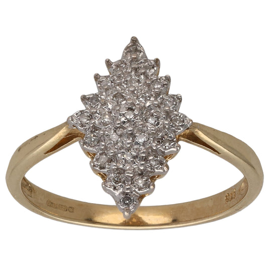 9ct Gold 0.125ct Diamond Cluster Ring Size N