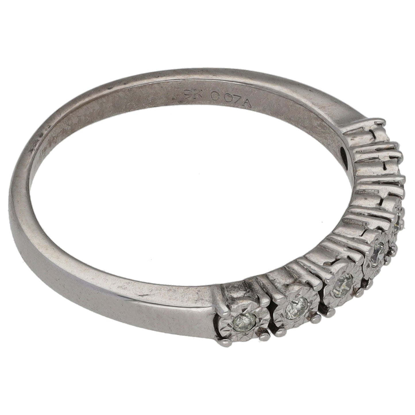 9ct White Gold 0.07ct Diamond Half Eternity Ring Size K
