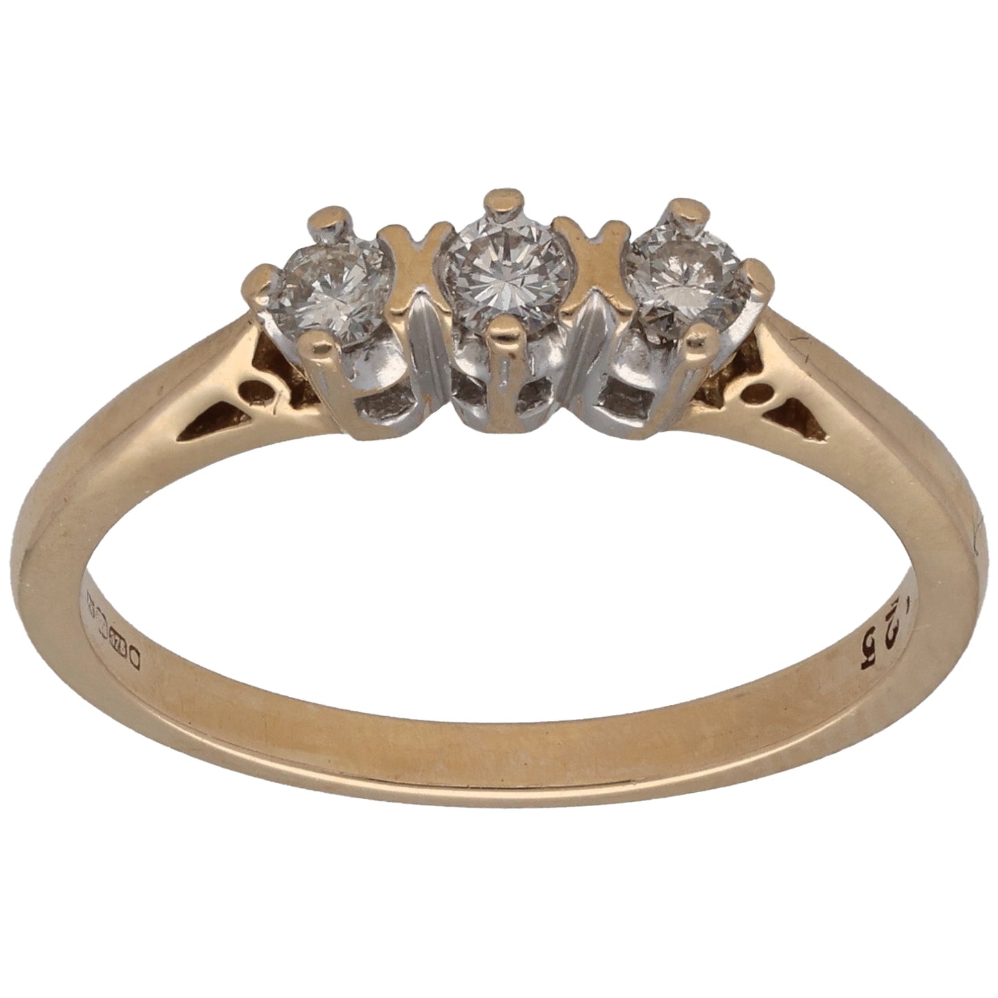 9ct Gold 0.25ct Diamond Trilogy Ring Size N