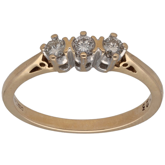 9ct Gold 0.25ct Diamond Trilogy Ring Size N