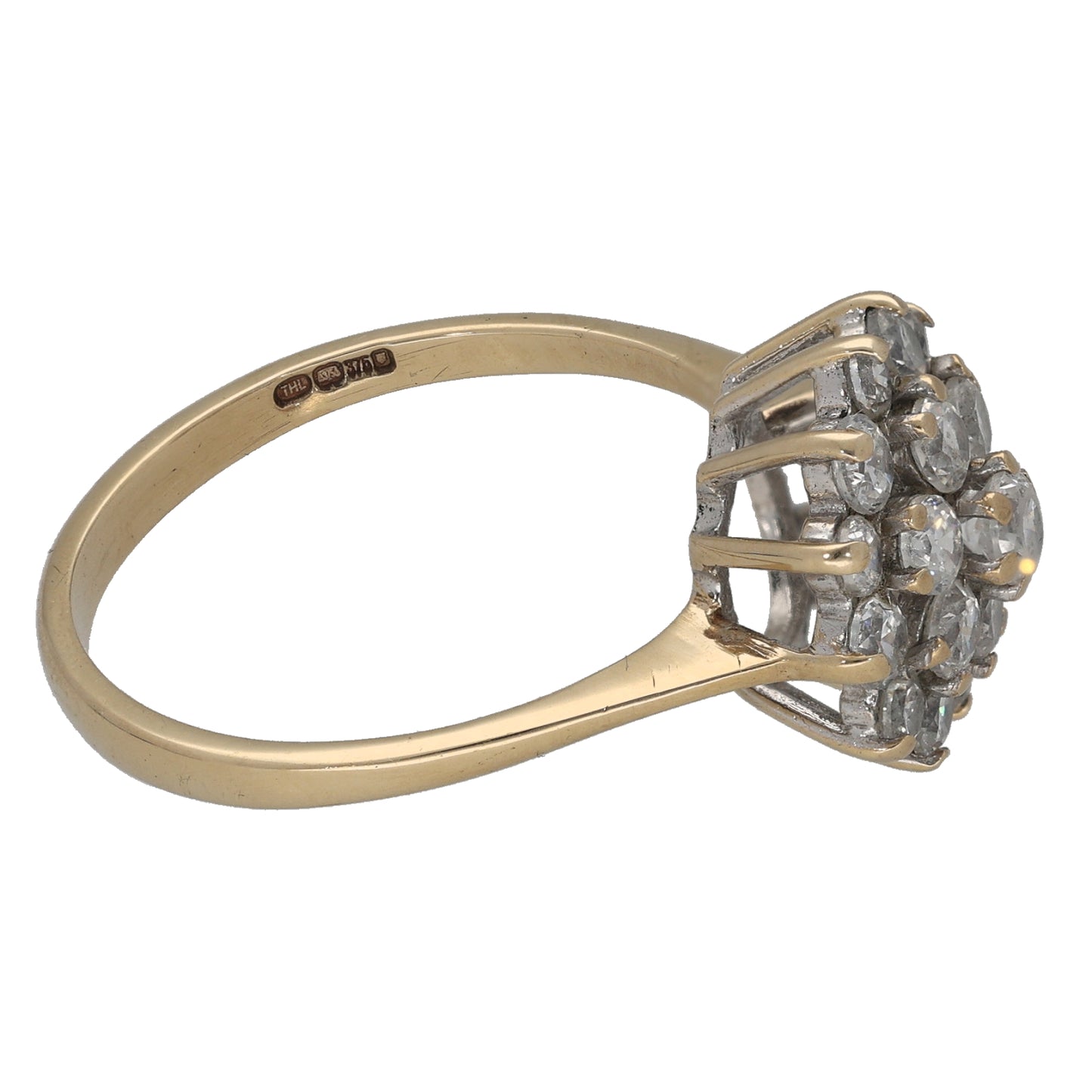 9ct Gold Cubic Zirconia Cluster Ring Size S