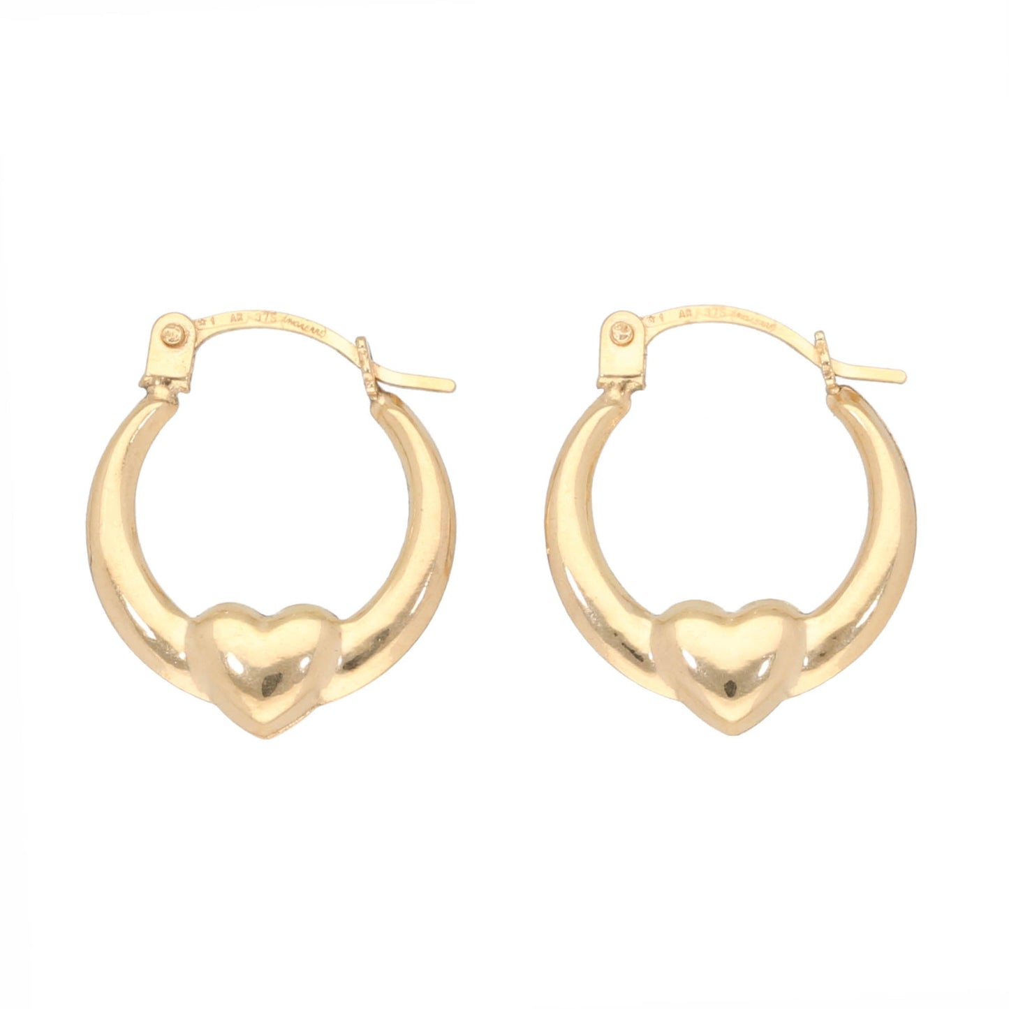 9ct Gold Heart Creole Earrings