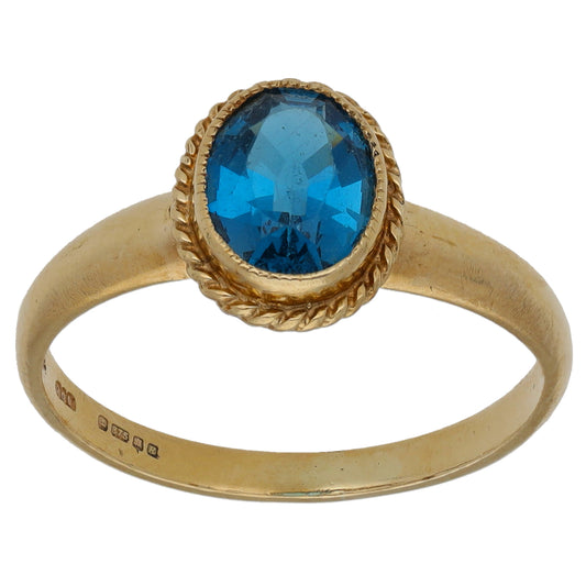 9ct Gold Topaz Single Stone Ring Size M
