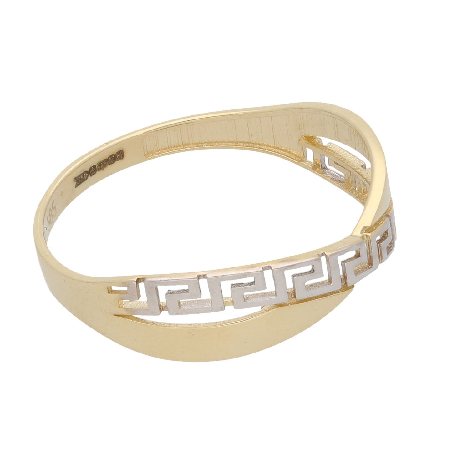 14ct Bi-Colour Gold Greek Key Dress/Cocktail Ring