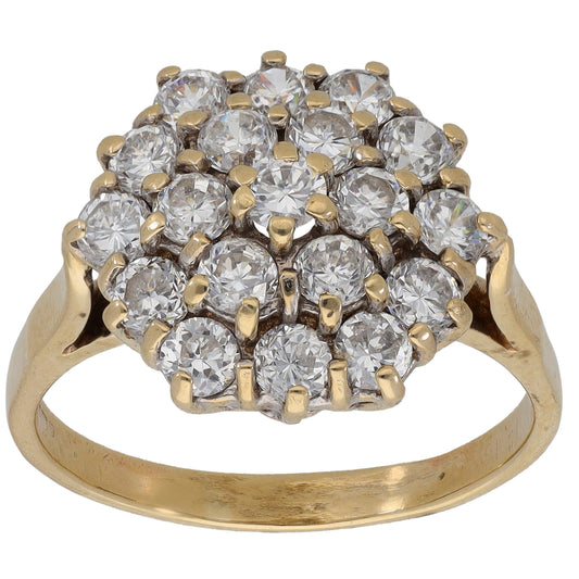 9ct Gold Cubic Zirconia Cluster Ring Size S