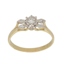 Load image into Gallery viewer, 18ct Gold 0.14ct Diamond Solitaire Ring With Accent Stones Size P

