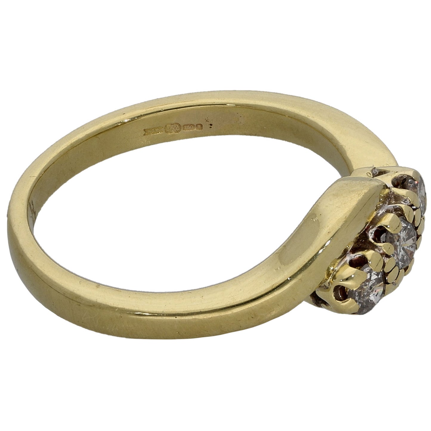 18ct Gold 0.25ct Diamond Trilogy Ring Size K